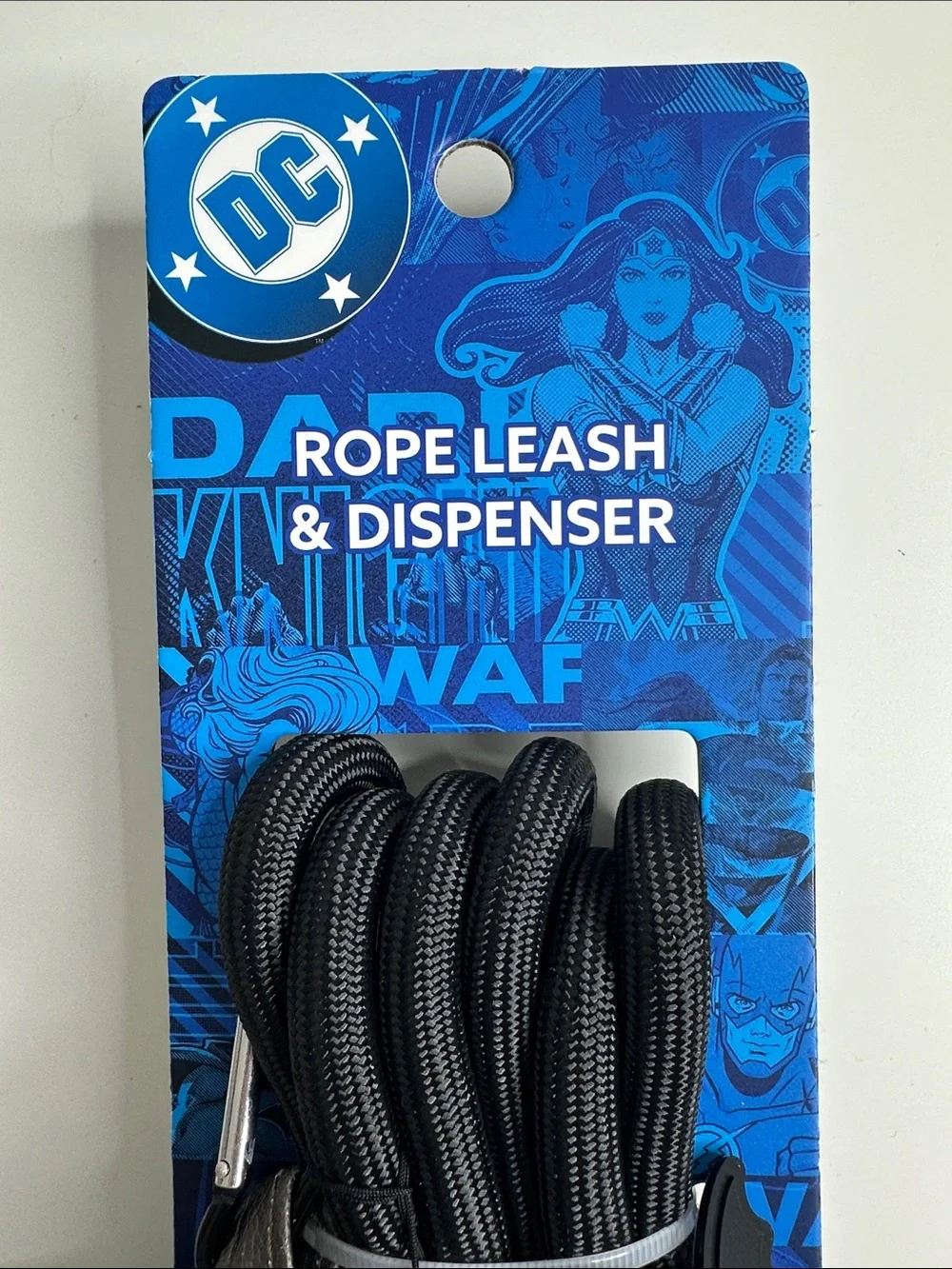 DC Black and Yellow Batman Rope Leash with Logo Dispenser